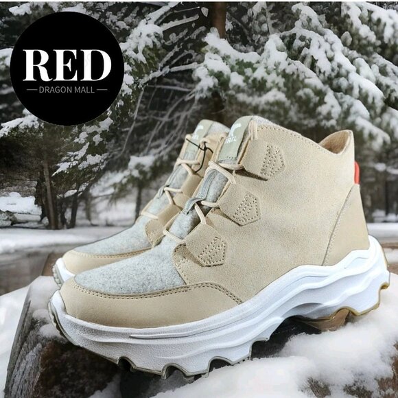 Sorel Kinetic Breakthru Caribou Waterproof Boots Nova Sand Stone - Women's 9.5 - Picture 1 of 16